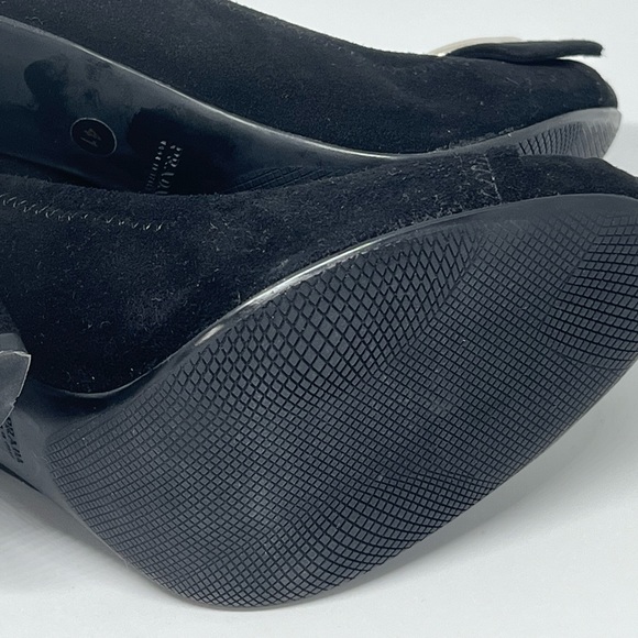 PRADA BLACK SUEDE LEATHER SILVER BUCKLE CHUNKY HEELS EU 41 AU 10 DESIGNER CHIC - Picture 13 of 16